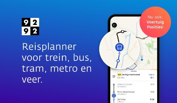 Live locaties trein, bus, tram en metro in de 9292 app